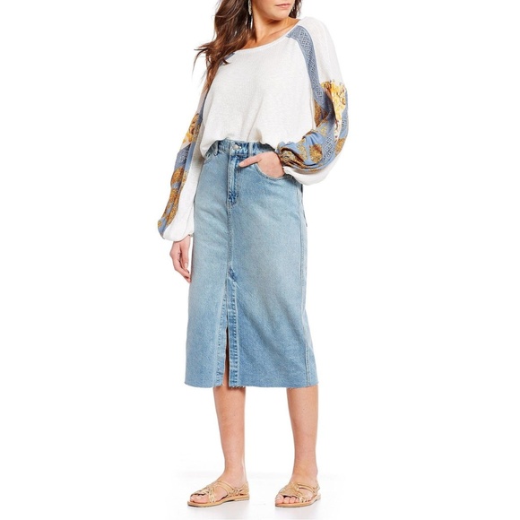 free people wilshire jean skirt